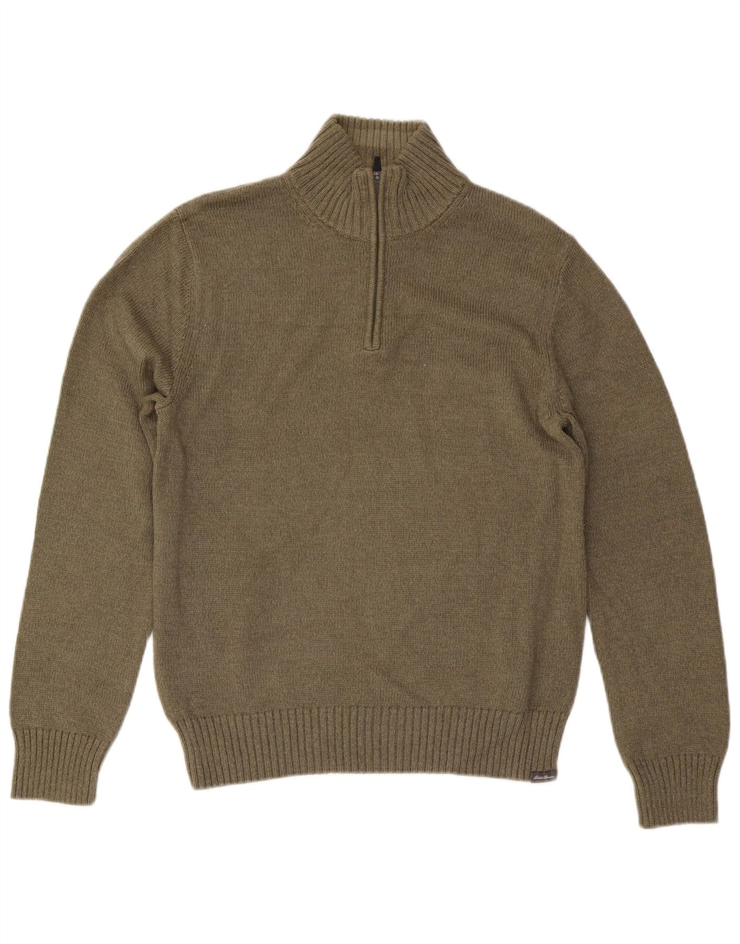 EDDIE BAUER Pull col zippé pour homme Petit coton kaki