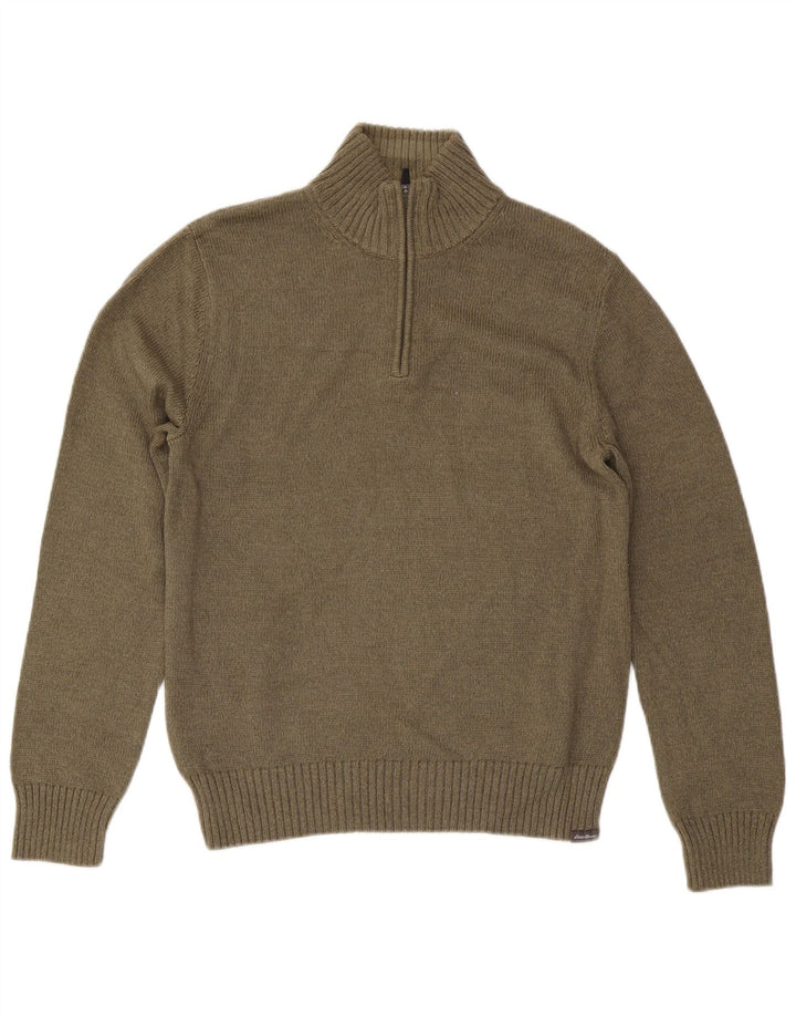 EDDIE BAUER Pull col zippé pour homme Petit coton kaki
