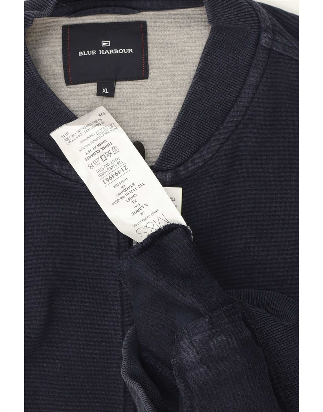 Marks & Spencer Veste de Survêtement Blue Harbor Homme XL Bleu Marine Coton
