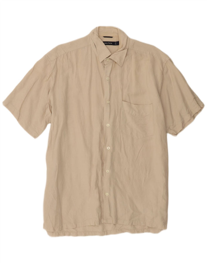 Nautica Chemise à manches courtes pour homme en lin beige