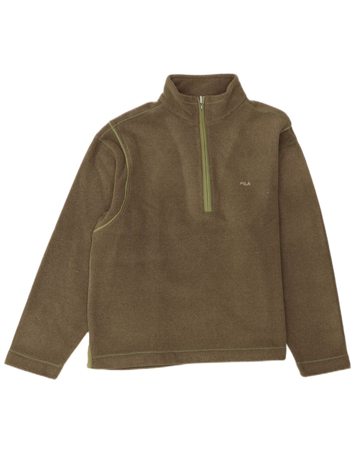 Fila Sweat-shirt à col zippé pour homme 2XL Kaki Polyester