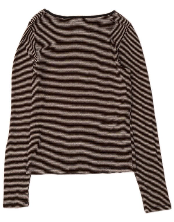 Levi's Top à manches longues pour femme UK 12 Gris moyen en coton à fines rayures