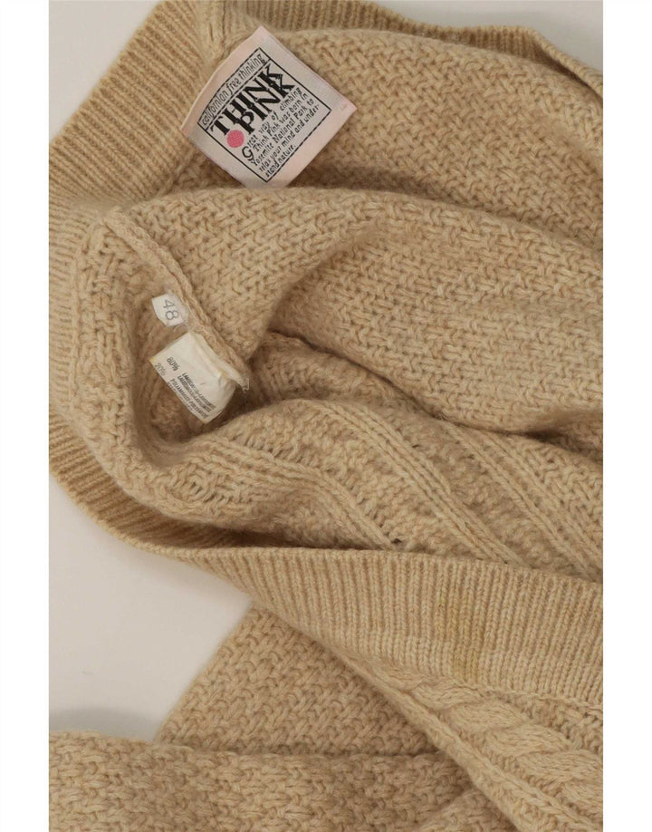 Think Pink Pull Cardigan Homme IT 48 Laine d'Agneau Beige Moyen