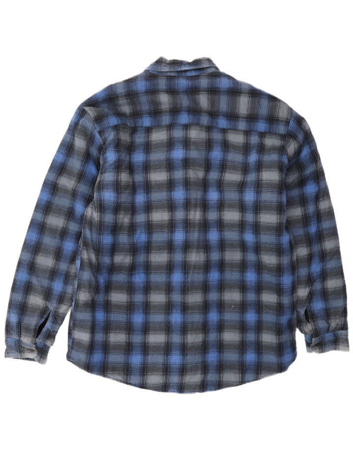 VINTAGE Chemise en flanelle pour hommes XL Coton à carreaux bleus