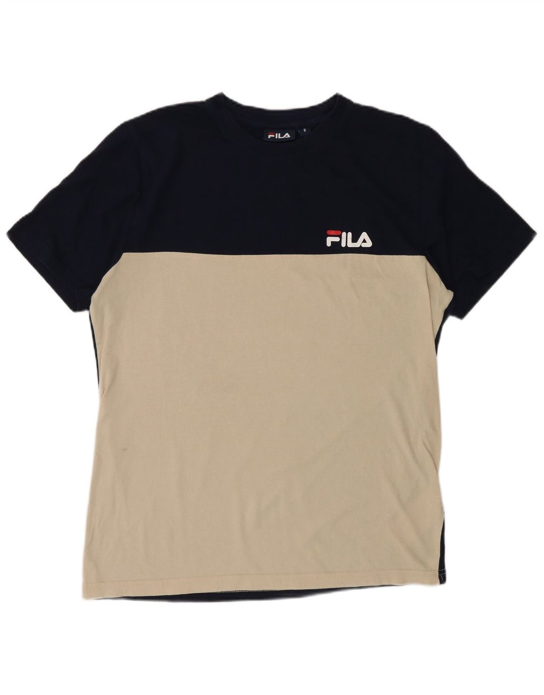 Fila Homme T-Shirt Top Petit Bleu Marine Colorblock Coton