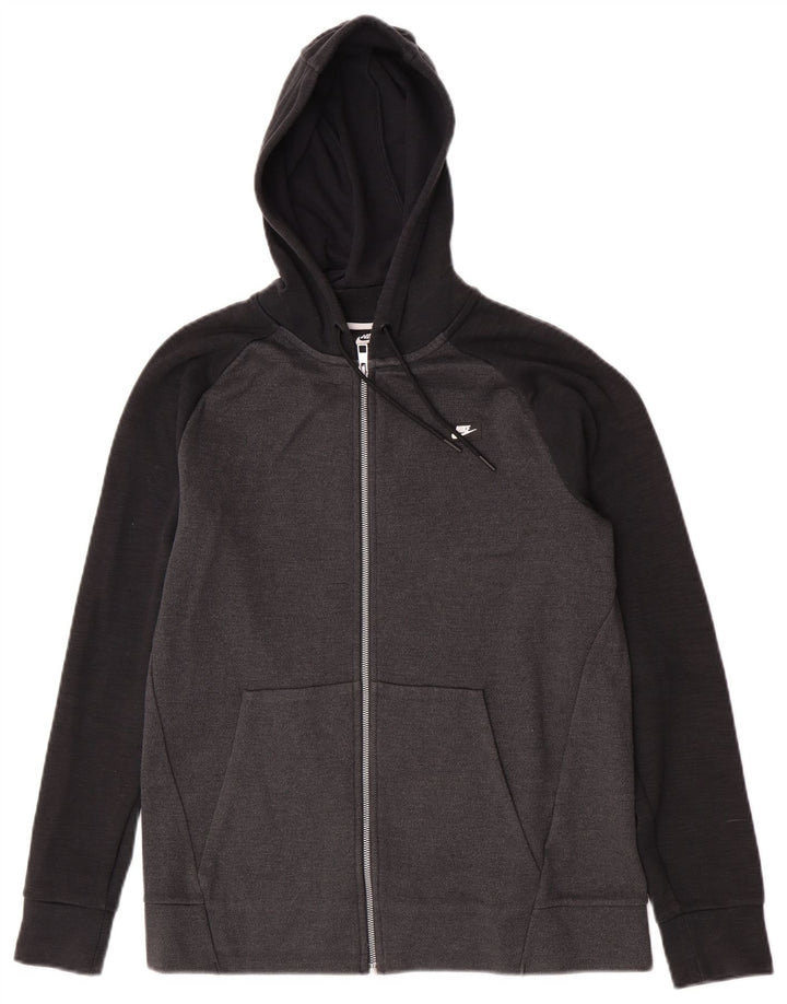 Nike Sweat à capuche zippé en coton color block gris moyen pour homme