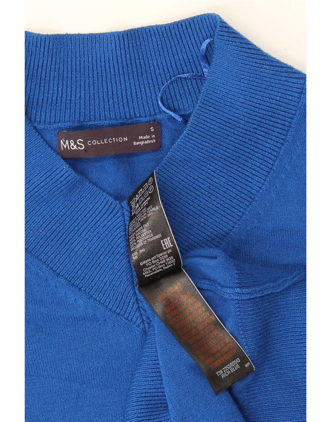 Marks & Spencer Pull court à col en V pour femme UK 10 Petit Bleu