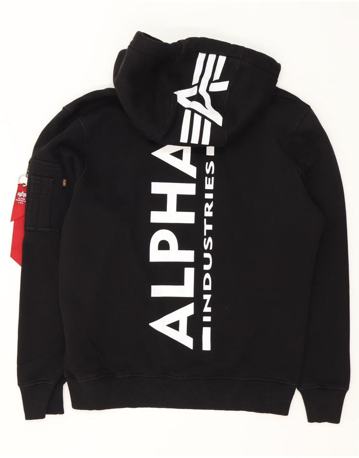 Alpha Industries Pull à capuche graphique pour homme en coton noir moyen