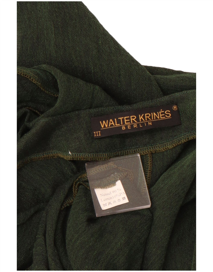 VINTAGE Femmes Crop Cardigan Top UK 16 Grand Coton Vert