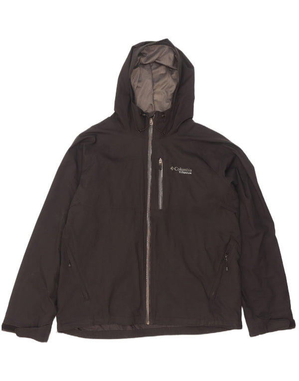 Columbia Veste de pluie à capuche Titanium pour homme UK 42 XL Noir Polyester