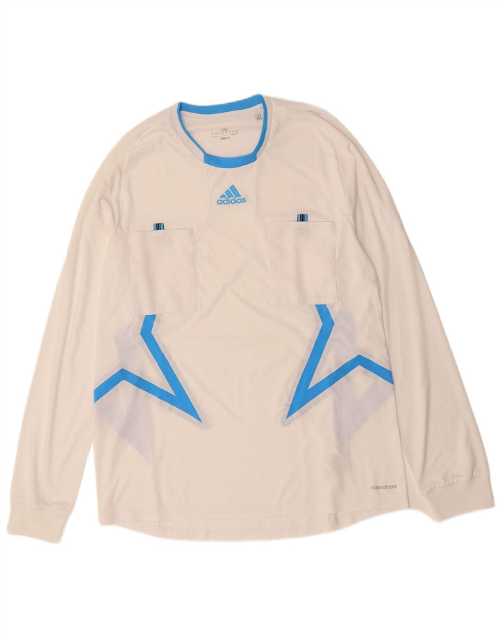 ADIDAS Haut Climacool à manches longues pour homme XL Blanc Colorblock Polyester