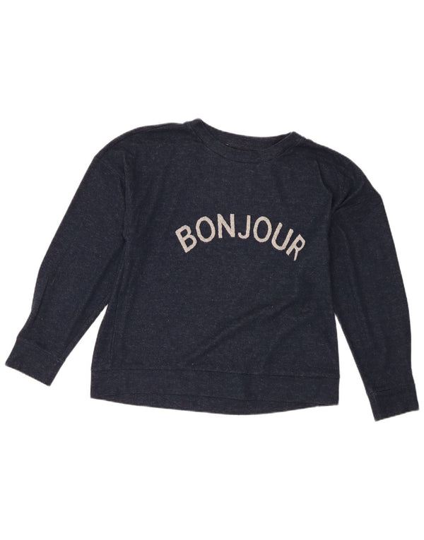 Marks & Spencer Haut graphique à manches longues pour femme UK 14 Bleu marine moyen