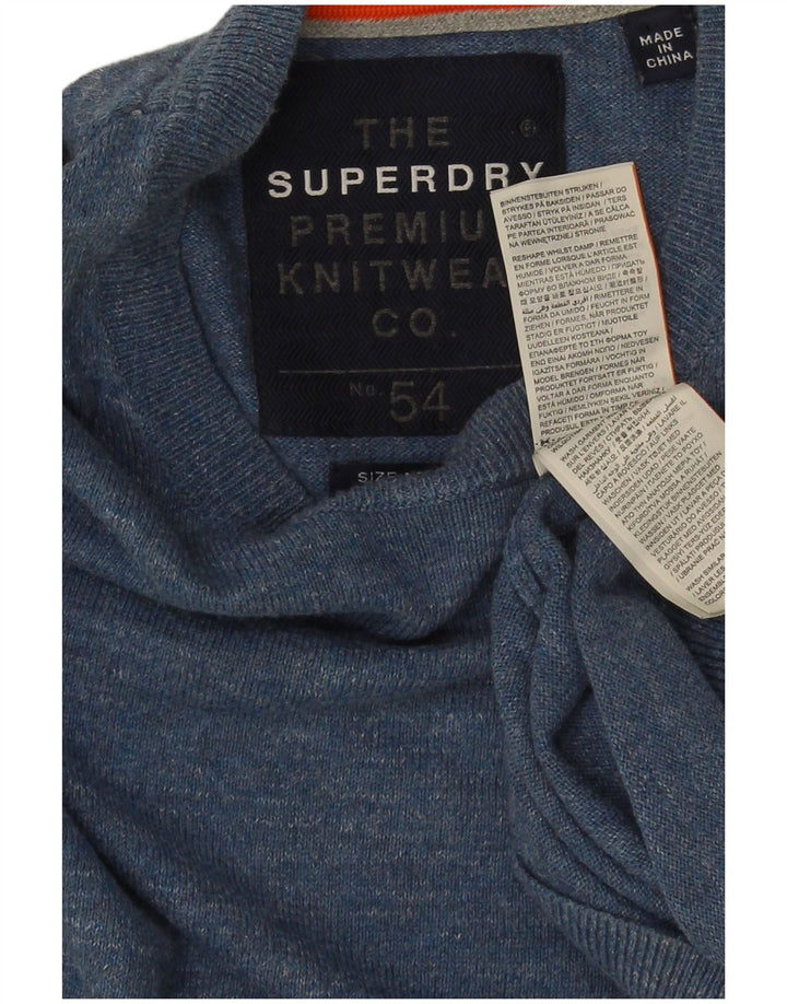 Superdry Pull Col Ras Du Cou Homme Bleu Moyen Coton