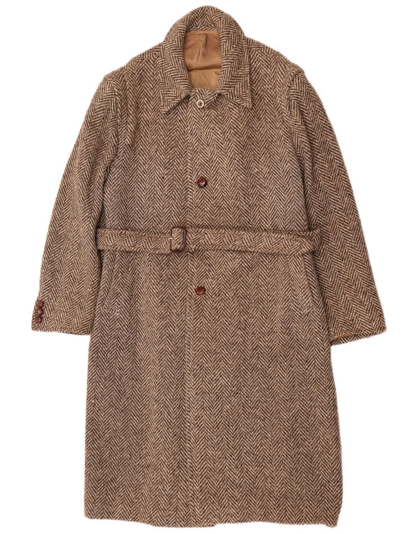 Moessmer Manteau Homme UK 42 XL Laine à Chevrons Marron