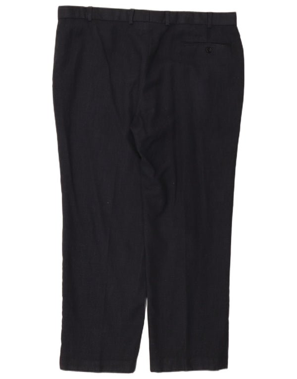 Marks & Spencer Mens Straight Suit Trousers W40 L29 Navy Blue Wool
