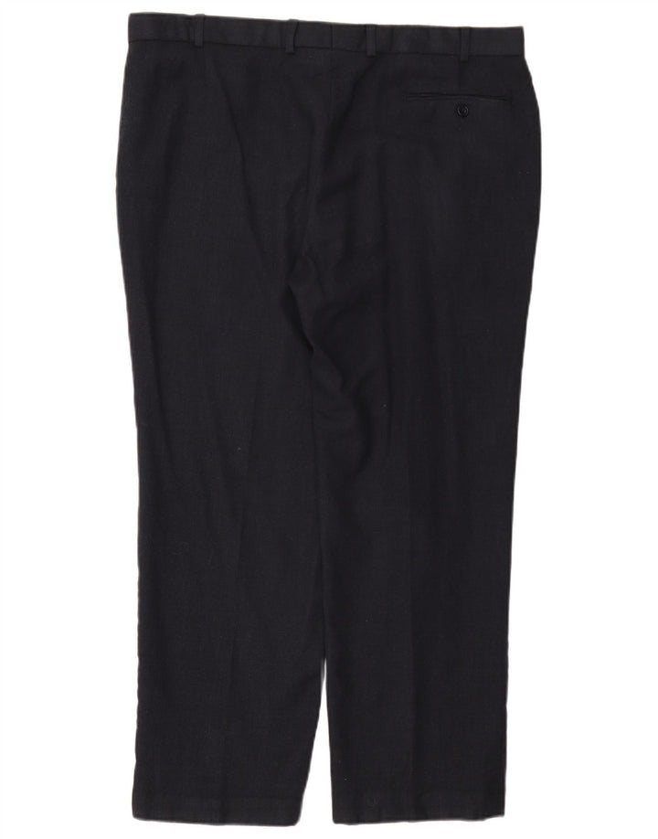 Marks & Spencer Pantalon de Costume Droit Homme W40 L29 Bleu Marine Laine