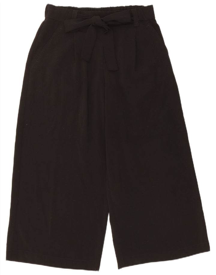 Zara Pantalon Capri Jambe Large Femme Moyen W28 L22 Noir Polyester