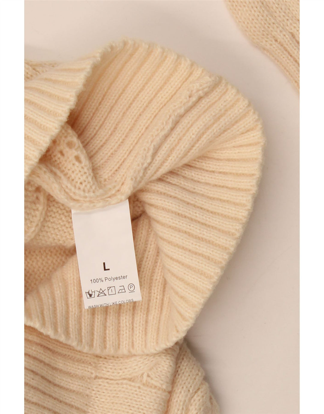 VINTAGE Pull Cardigan Femme UK 16 Grand Polyester Beige