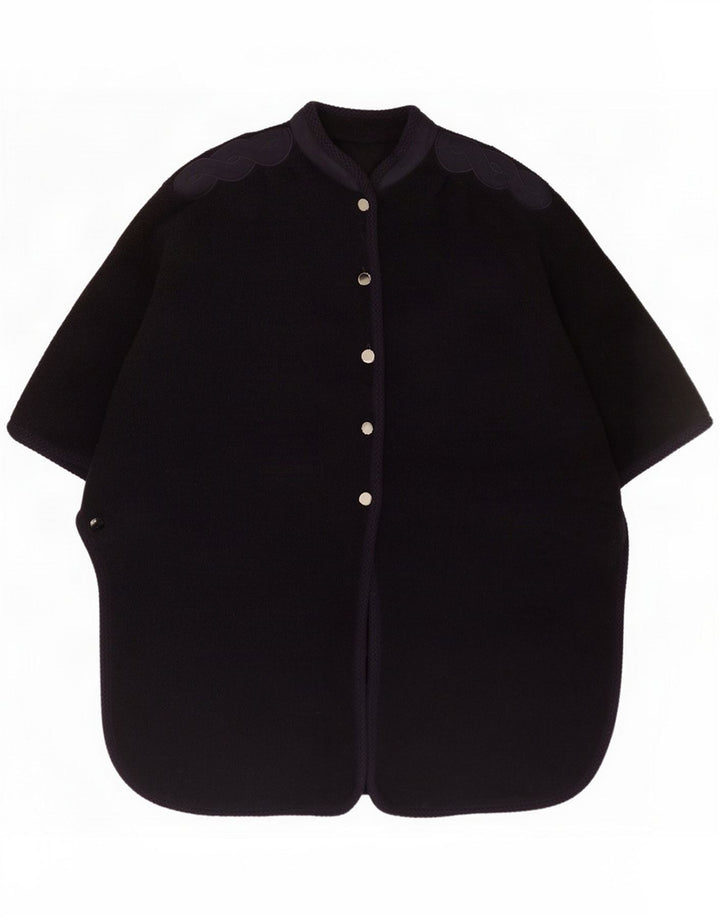 Vintage Poncho Manteau Femme Taille Unique Bleu Marine