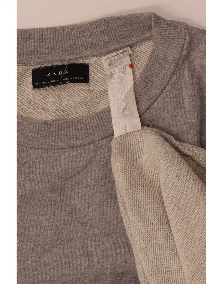 Zara Homme Sweatshirt Jumper Large Gris Moucheté Coton