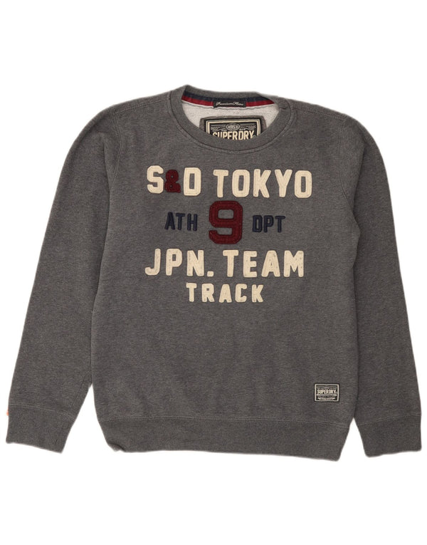 Superdry Homme Sweat-Shirt Graphique Pull Large Gris Coton