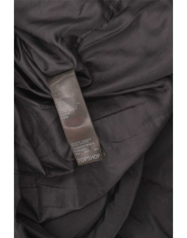 Topshop Veste matelassée à capuche pour femme UK 12 Medium Noir Polyester