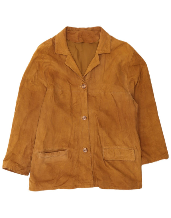 Conbipel Veste blazer en daim à 3 boutons pour femme UK 14 Cuir marron moyen