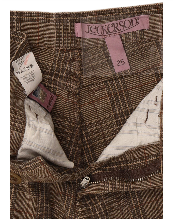 JECKERSON Pantalon décontracté fuselé pour femme W25 L25 en coton à carreaux marron