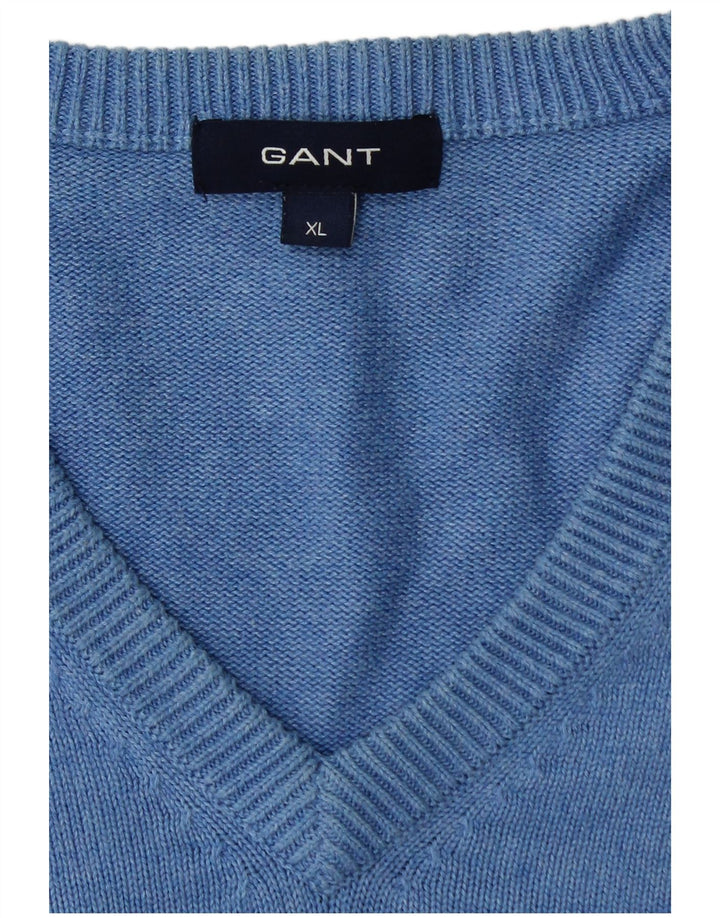 GANT Pull col V Homme XL Bleu Coton