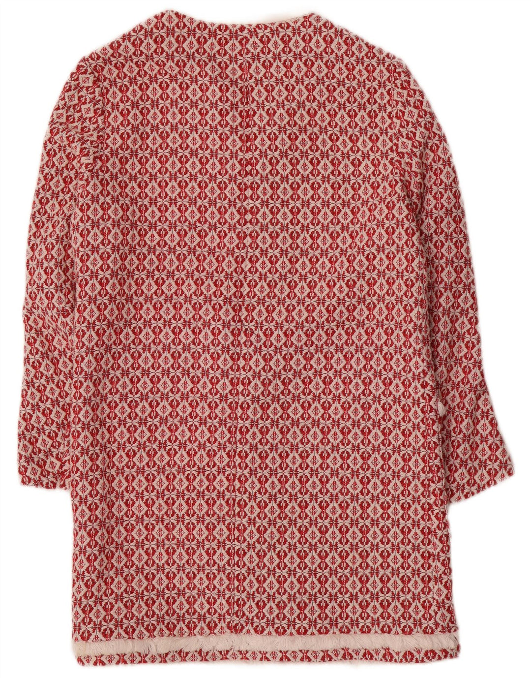 Zara Manteau ouvert en tricot pour femme UK 10 Petit polyester géométrique rouge