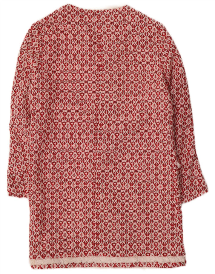 Zara Manteau ouvert en tricot pour femme UK 10 Petit polyester géométrique rouge