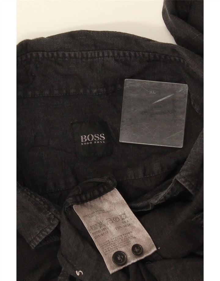 Hugo Boss Chemise à manches courtes XL gris lin pour homme