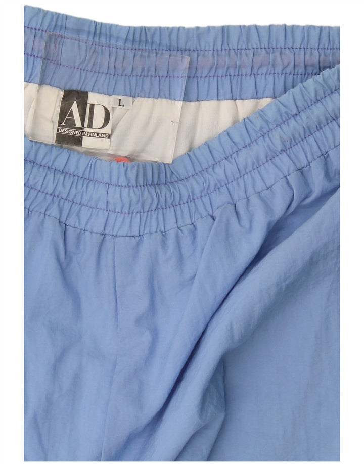 vintage Mens Survêtement Pantalon Joggers Grand Bleu Rayé Polyamide