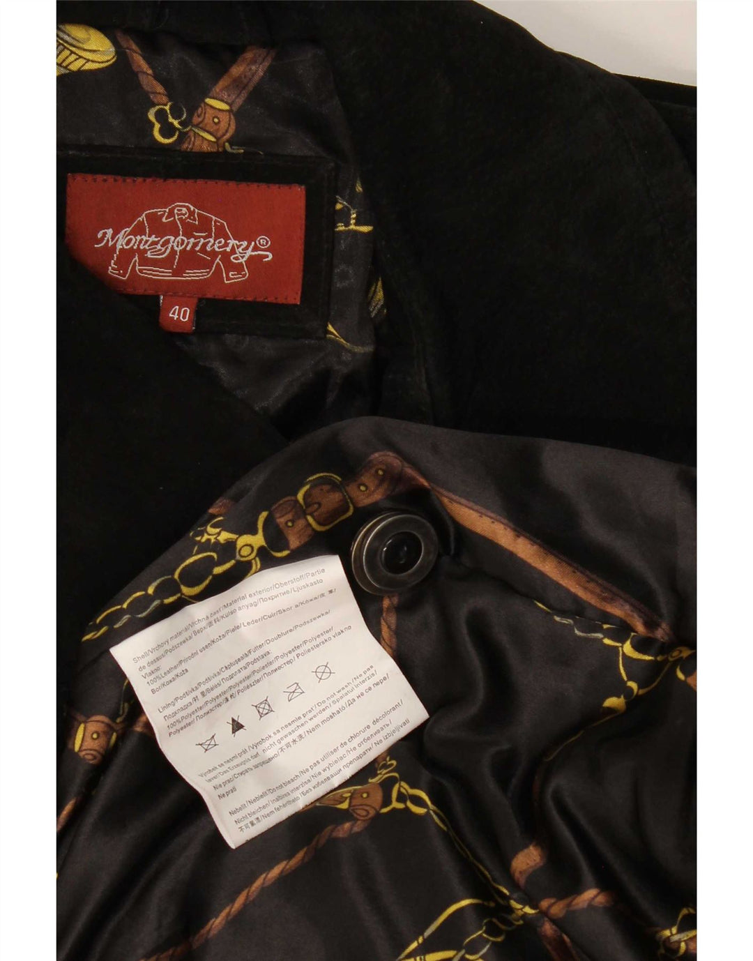 MONTGOMERY Manteau croisé en daim pour femme IT 40 petit cuir noir