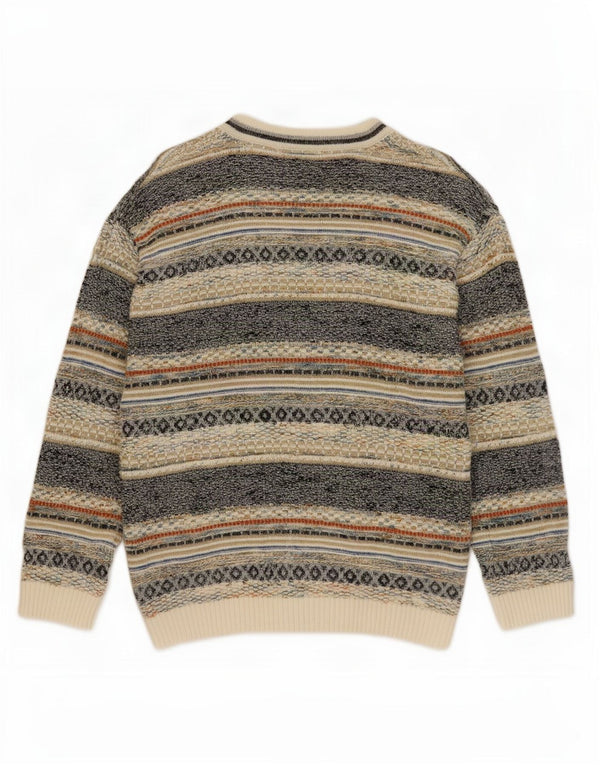 vintage Mens Cardigan Sweater IT 48 Moyen Multicolore Fair Isle Coton