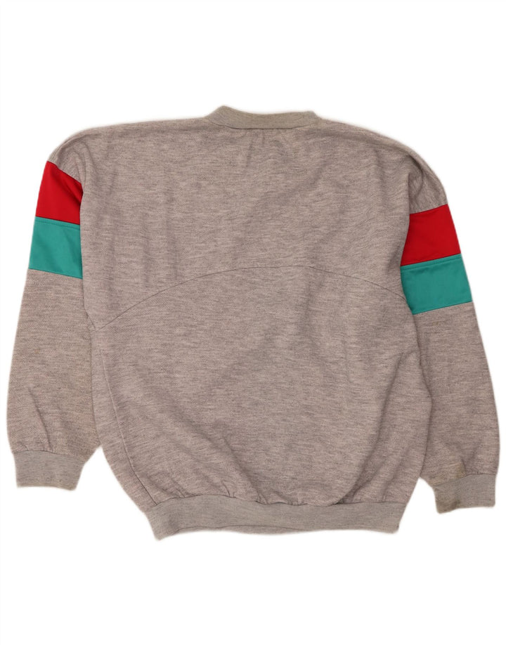 vintage Mens Graphic Sweatshirt Jumper Grand Gris Colorblock