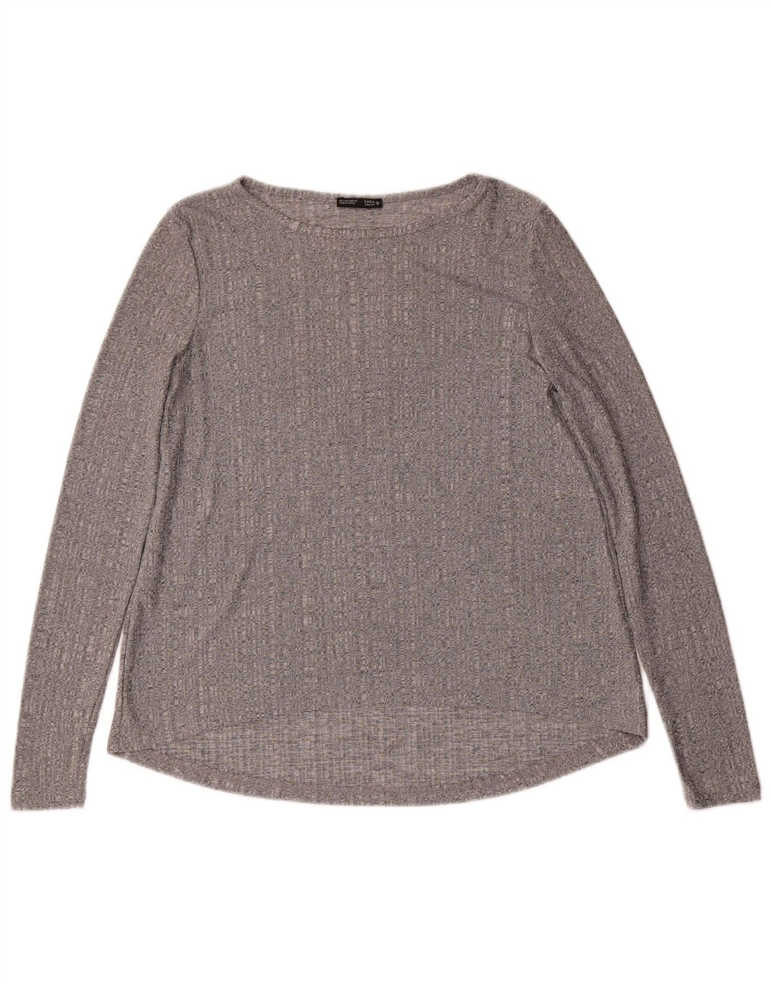 Zara Femme Top Manches Longues UK 10 Petit Gris Moucheté