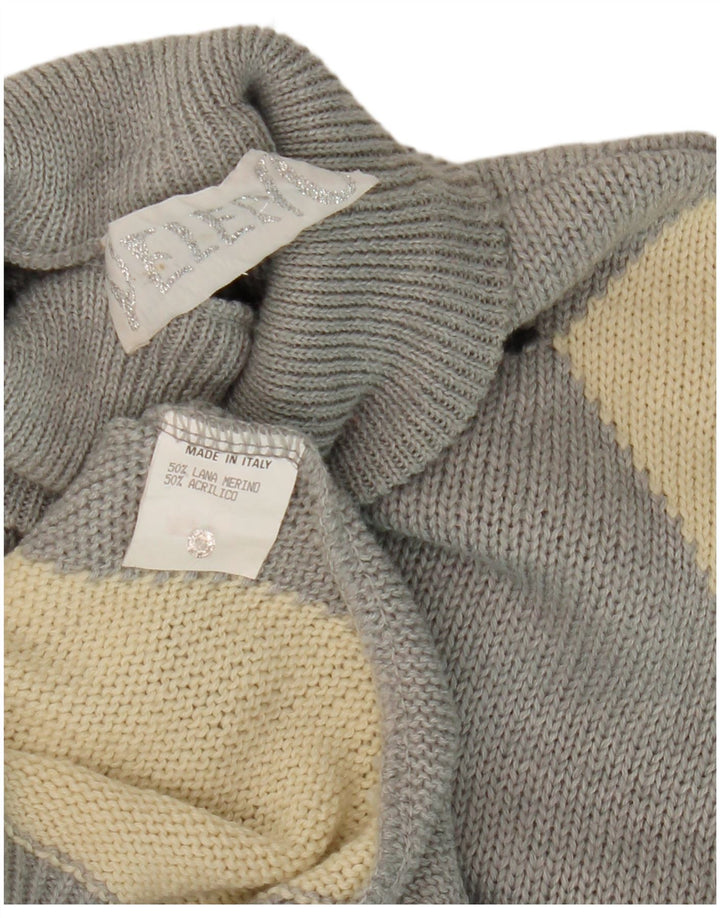 VELENO Pull col roulé pour homme en laine gris à losanges/diamants