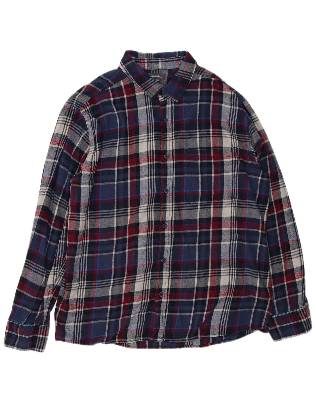 EDDIE BAUER Chemise en flanelle pour homme 2XL en coton à carreaux bleu marine