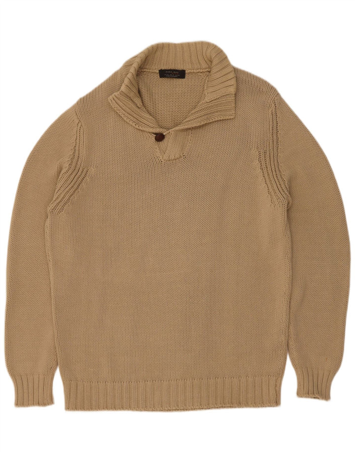 Zara Pull col boutonné pour homme XL en coton beige