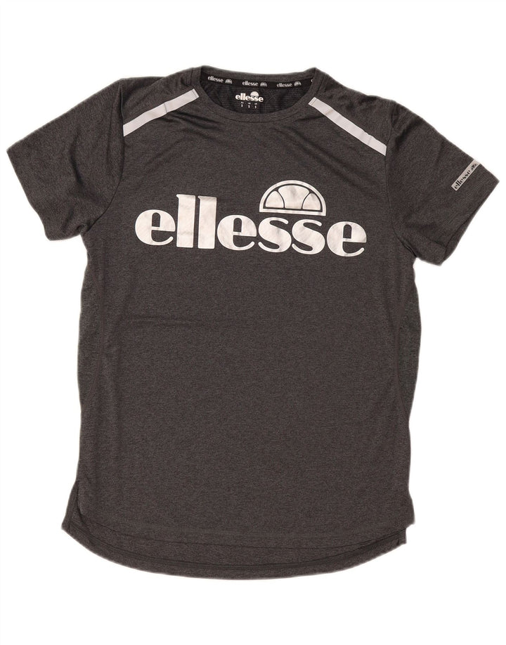 Ellesse Hommes Slim Fit Graphic T-Shirt Top Petit Gris Polyester
