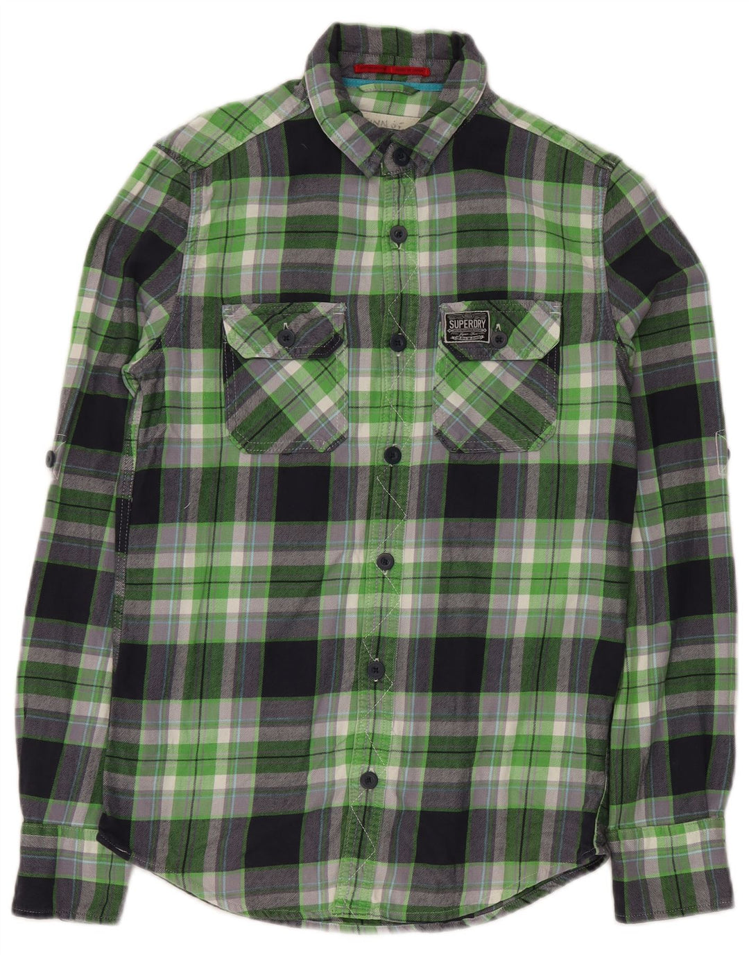 SUPERDRY Chemise Flanelle Homme Petit Carreau Vert Coton