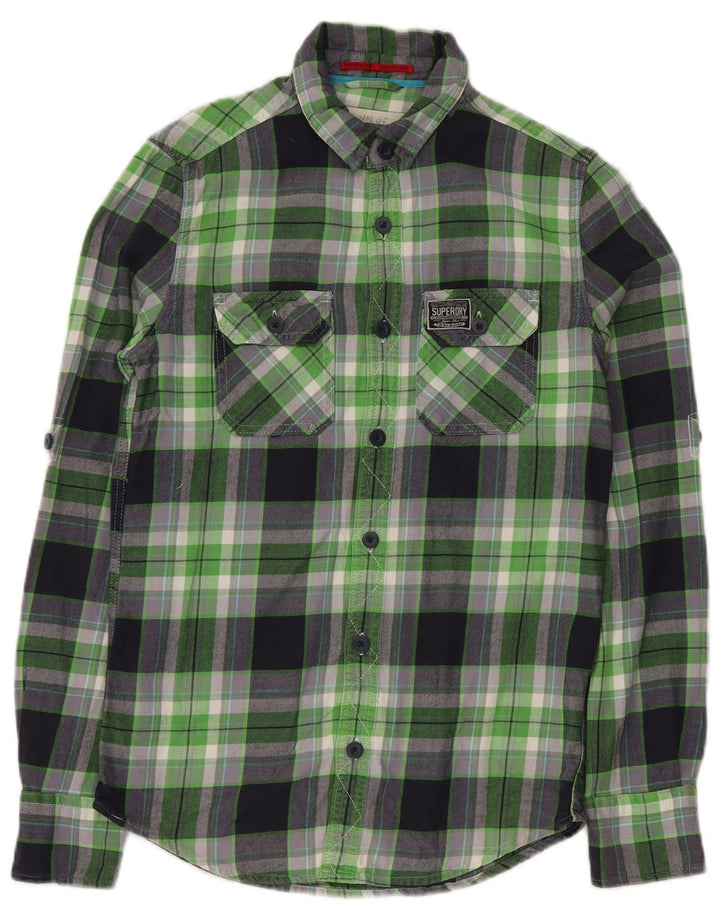 SUPERDRY Chemise Flanelle Homme Petit Carreau Vert Coton