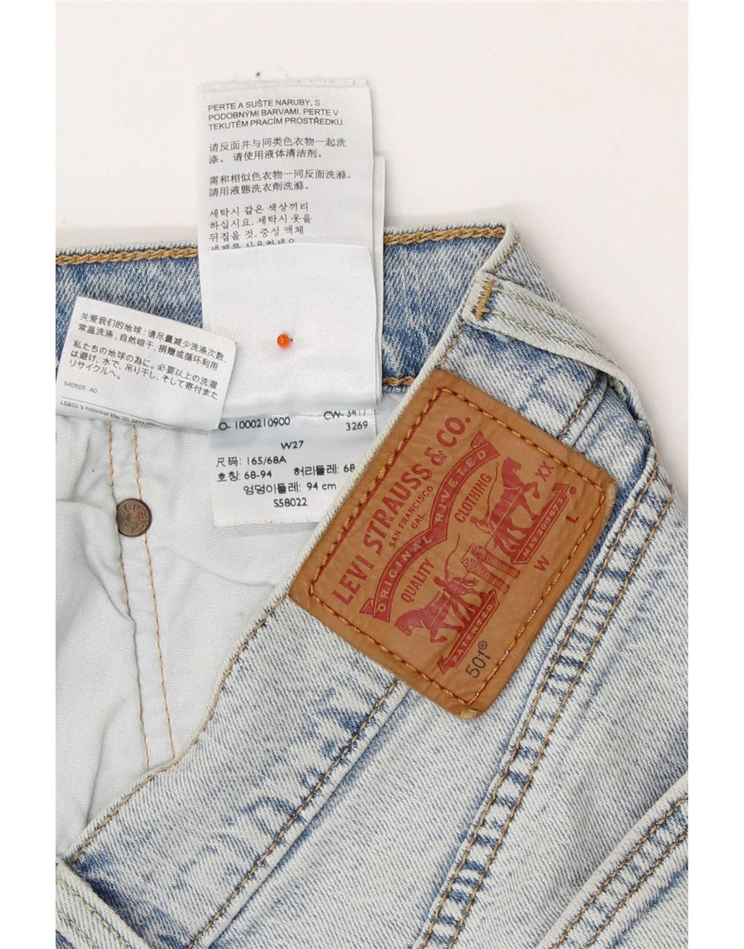 Levi's Short en Jean 501 Femme W27 Petit Bleu Coton