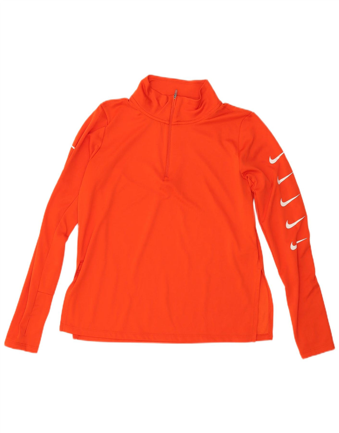 NIKE Haut de survêtement Dri Fit à col zippé pour femme UK 14 Orange moyen