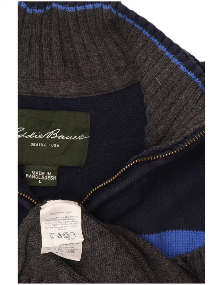 Eddie Bauer Pull à col zippé pour homme en coton color block Gris Taille L