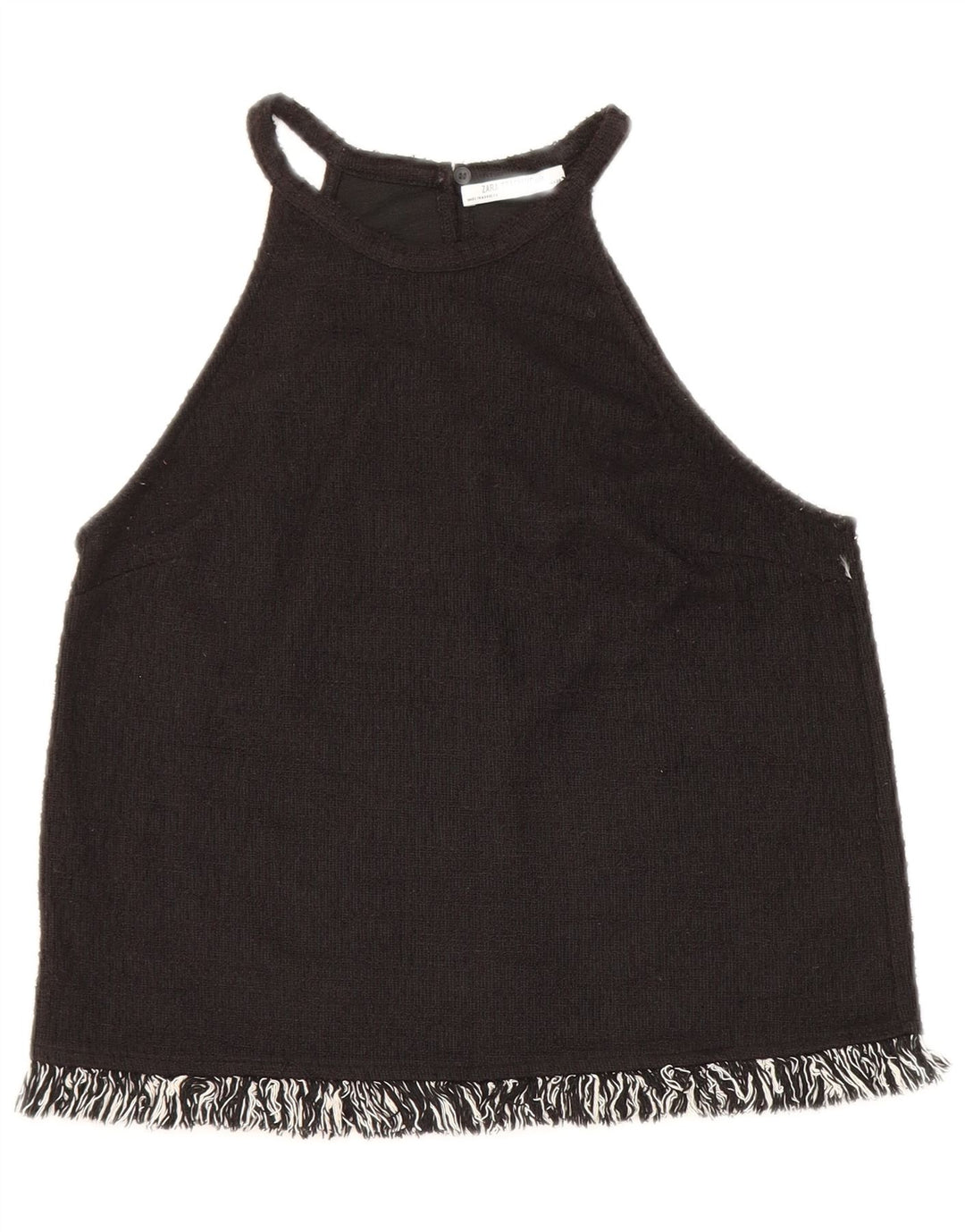 Zara Womens Trafaluc Crop Halter Top UK 10 Petit Noir