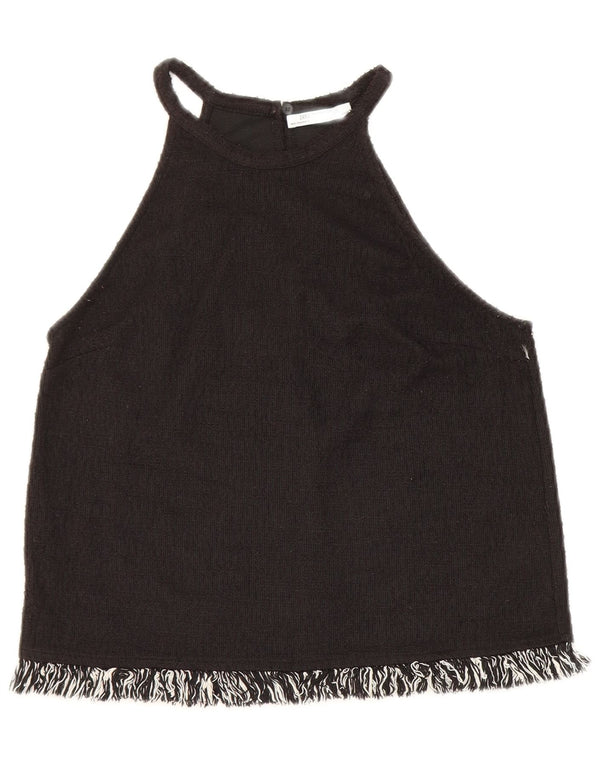 Zara Womens Trafaluc Crop Halter Top UK 10 Petit Noir