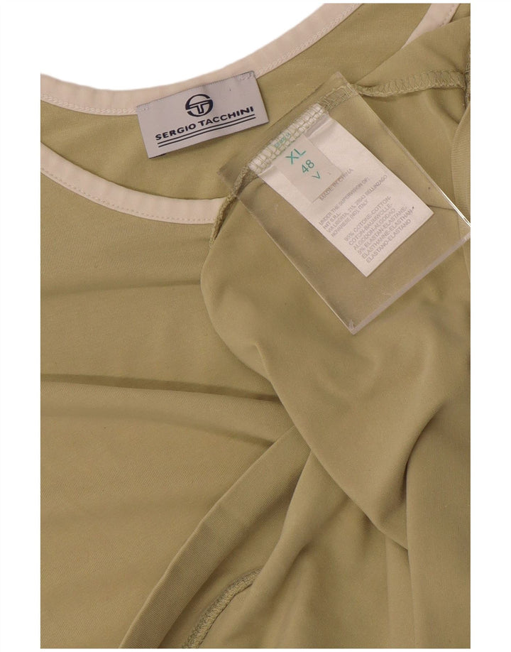 SERGIO TACCHINI Womens Top 3/4 Sleeve IT 48 XL Khaki Cotton