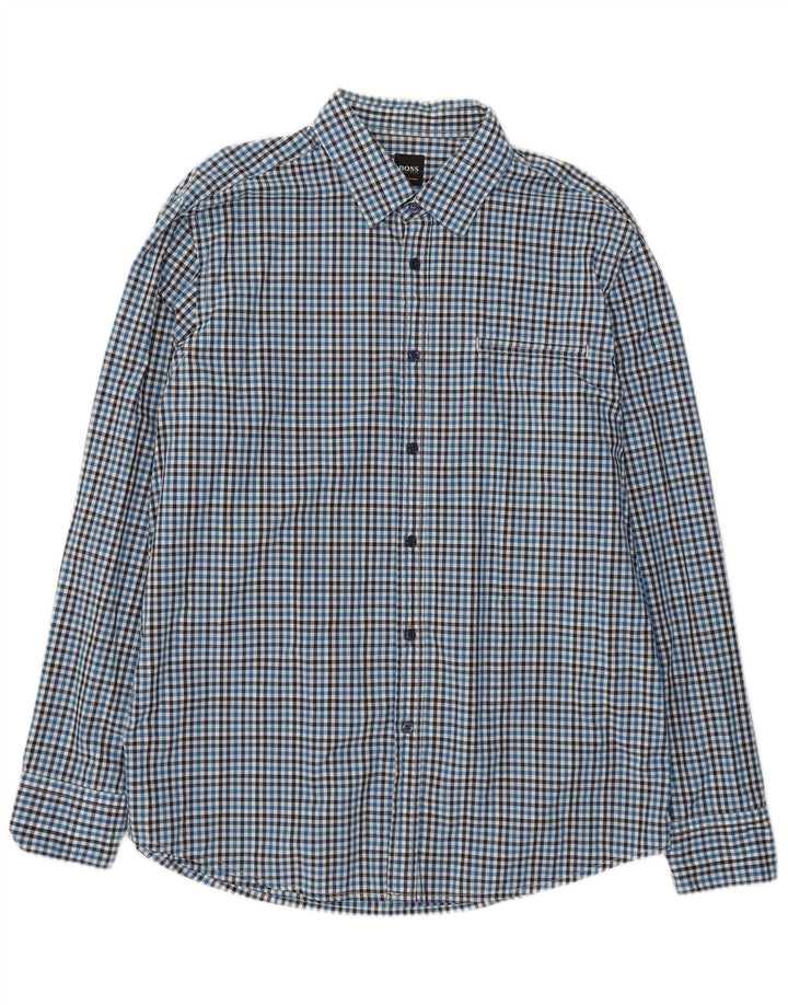 Hugo Boss Chemise Regular Fit XL en coton vichy bleu